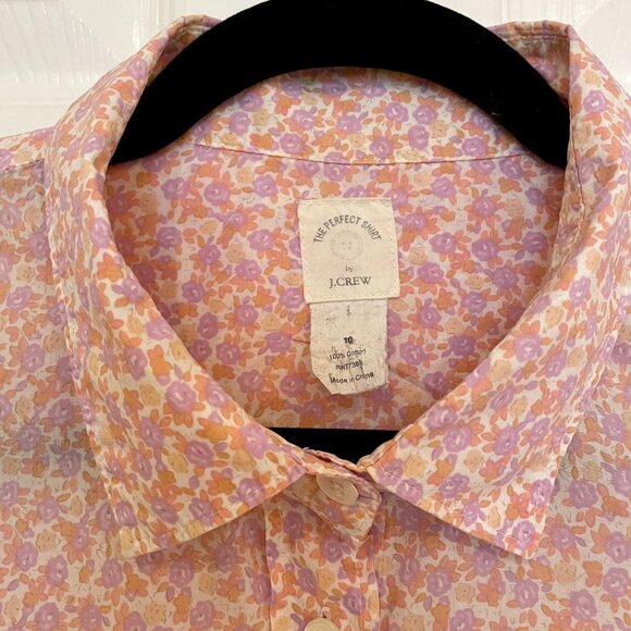 EUC The Perfect Shirt by J Crew 100% Cotton Floral Print Button Down Shirt - Picture 2 of 6